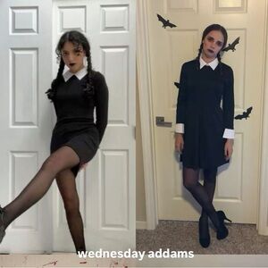 Elegant Black and White Long Sleeve Dress